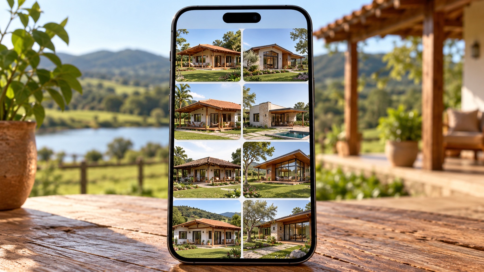 Tela inicial do app com categorias de casas